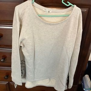 Grey Pullover Top with Criss Cross Sides
